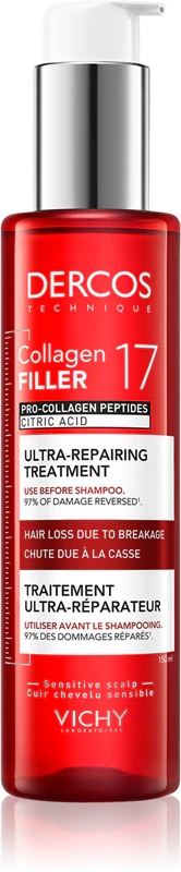 Vichy Dercos Collagen Filler 17 atjaunojoša procedūra vājiem matiem, kuriem ir tendence izkrist.