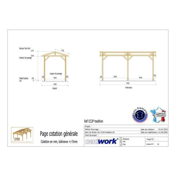20 m² großer Carport aus Holz, Unterstand für Wohnmobil, SUV oder Nutzfahrzeug, 10 Jahre Garantie, 6 Pfosten (14 x 14 Fuß)
