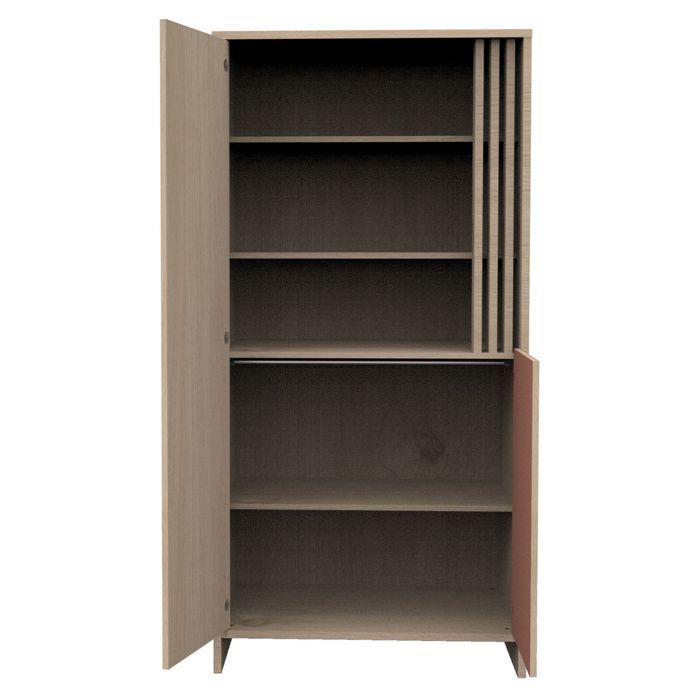 Armario de 2 puertas con 1 nicho y panel de madera con acabado en roble suave - TOKYO