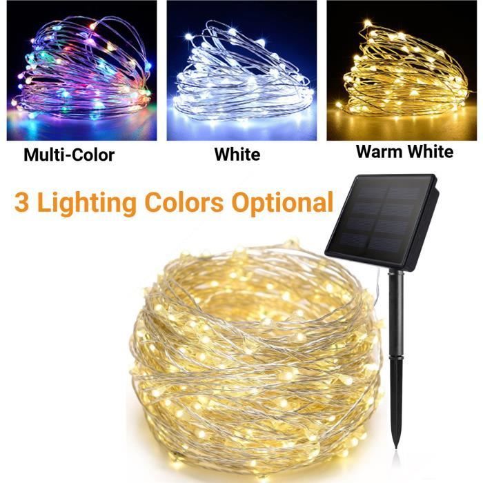 Guirnalda de luces solares de 22 m con 200 LED para exteriores, jardín, patio, bodas y fiestas navideñas.