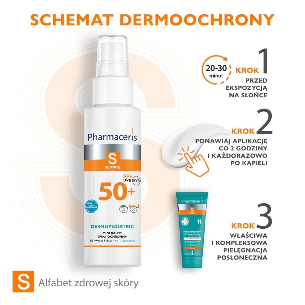 Pharmaceris S Dermopediatric Mineralny spray ochronny do twarzy i ciała SPF50+