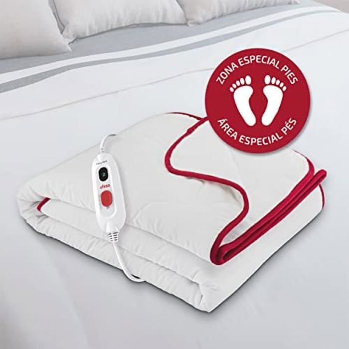UFESA Flexy Heat CIN Comfort Elektrische Heizmatratzenauflage, Einzelbettgröße, 150 x 90 cm, gepolsterter Stoff, 60 W, 3 Temperaturstufen, Aus
