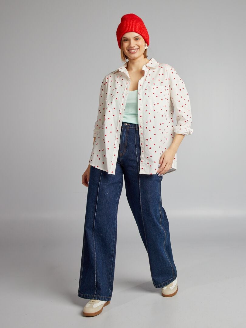 Camisa com estampa de corações - VERMELHA