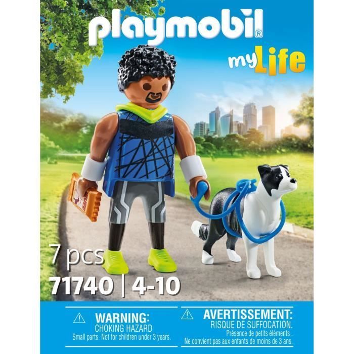 PLAYMOBIL 71740 Hombre atlético con Border Collie, Mi vida, 7 piezas, Para mayores de 4 años