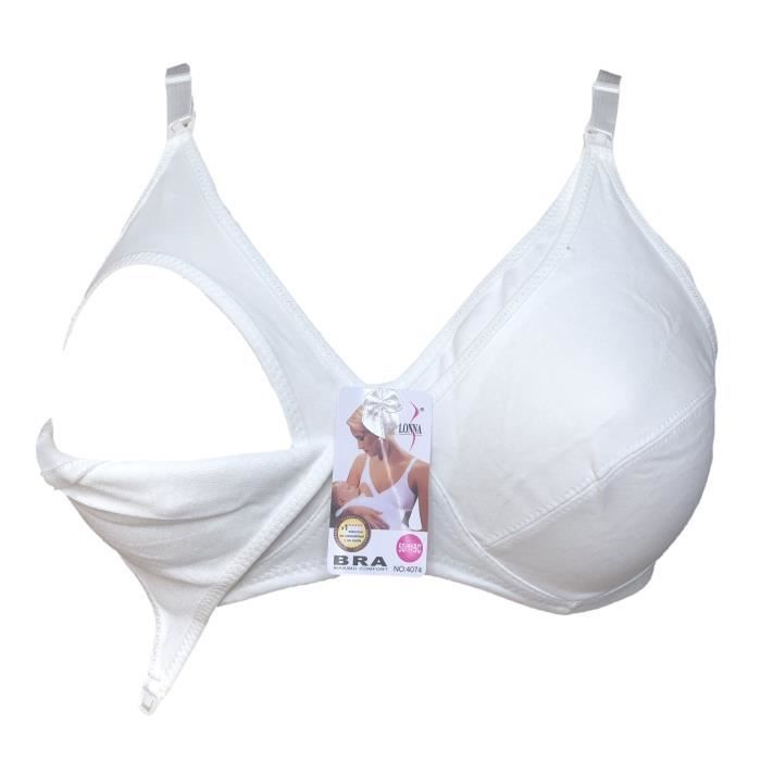White 105C nursing bra, wire-free and unpadded, women's lingerie