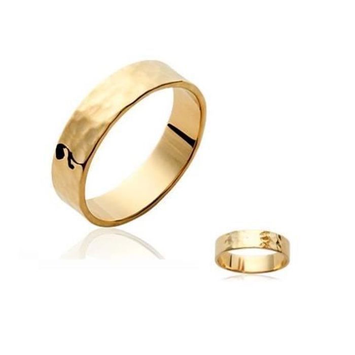 Bague Ronde Martelée En Plaqué or 18K - BIJOUXIA - Tailles 50 à 60