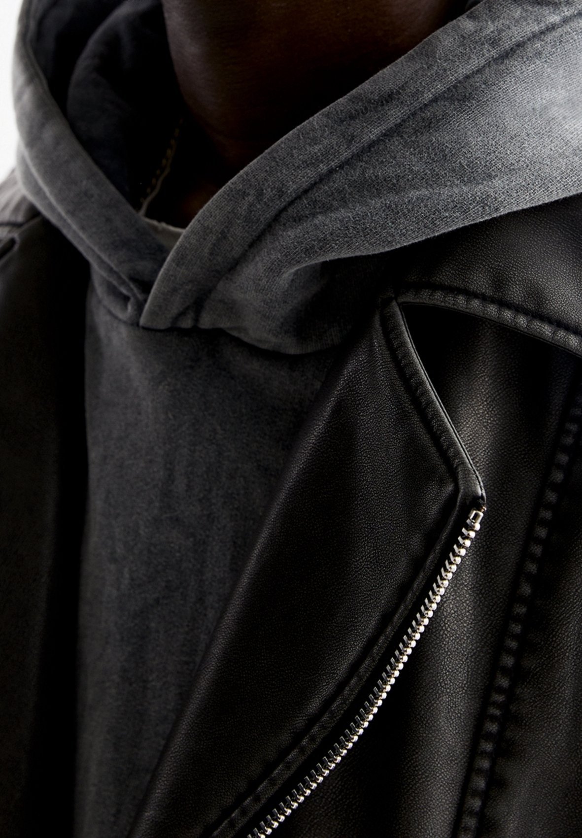 PULL&BEAR Kunstleren jas - zwart