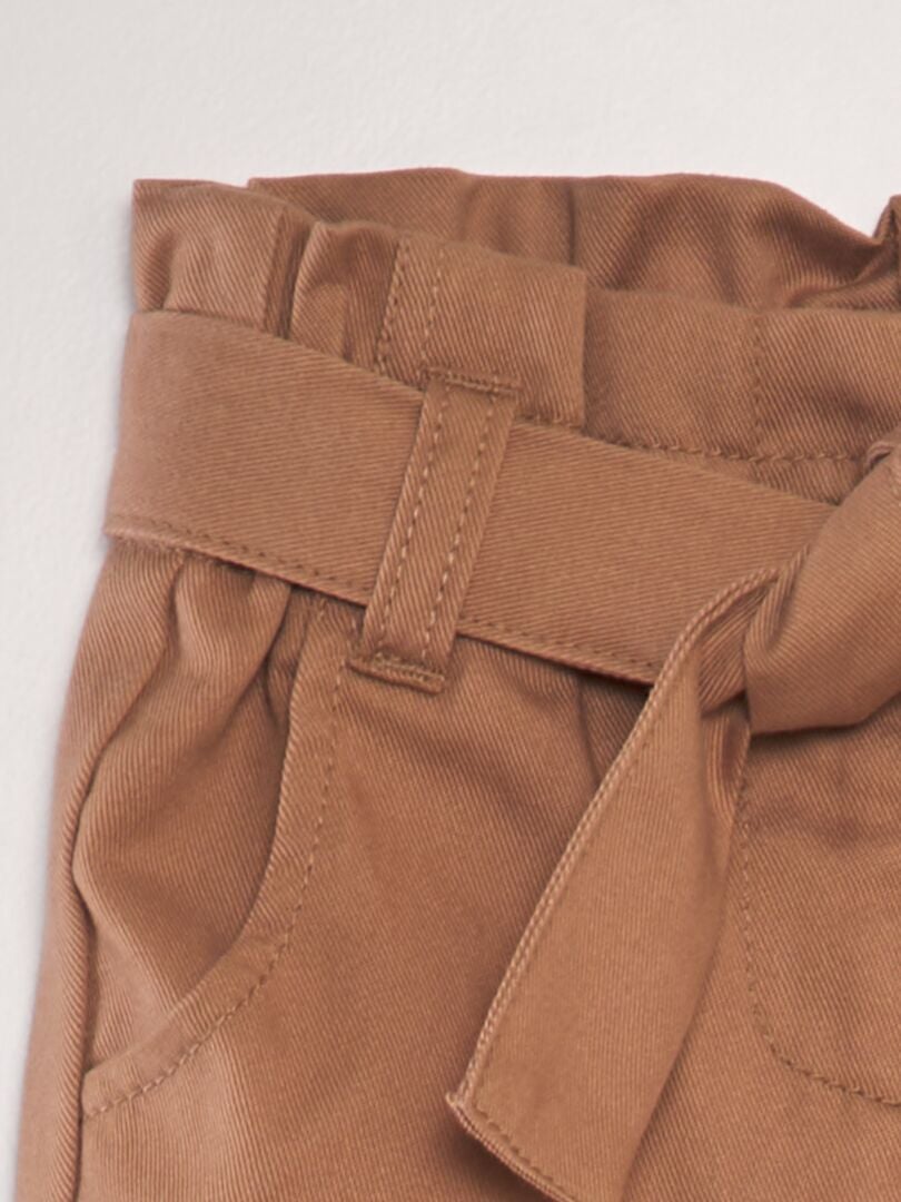 Broek met strikceintuur - - BRUIN