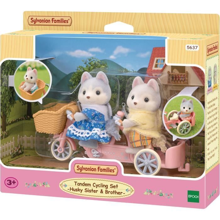 Miniaturas - Famílias Sylvanian - 5637 - Os Irmãos e Irmãs Husky e sua Tandem