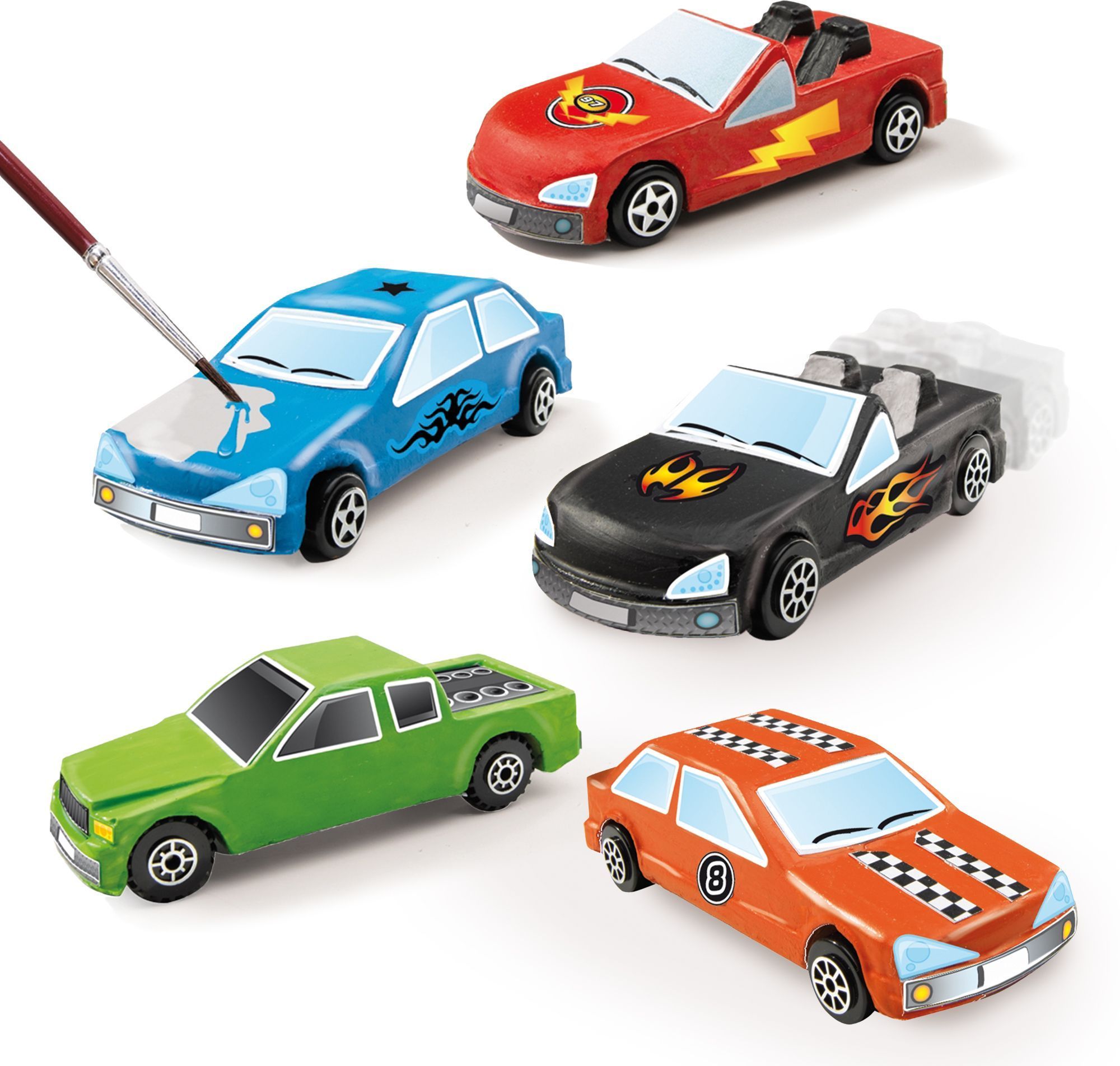 Moldeado y pintura - SES Creative - Hobby Blue - Coches - Estimula la creatividad - Incluye 6 pinturas - Edad: 5+
