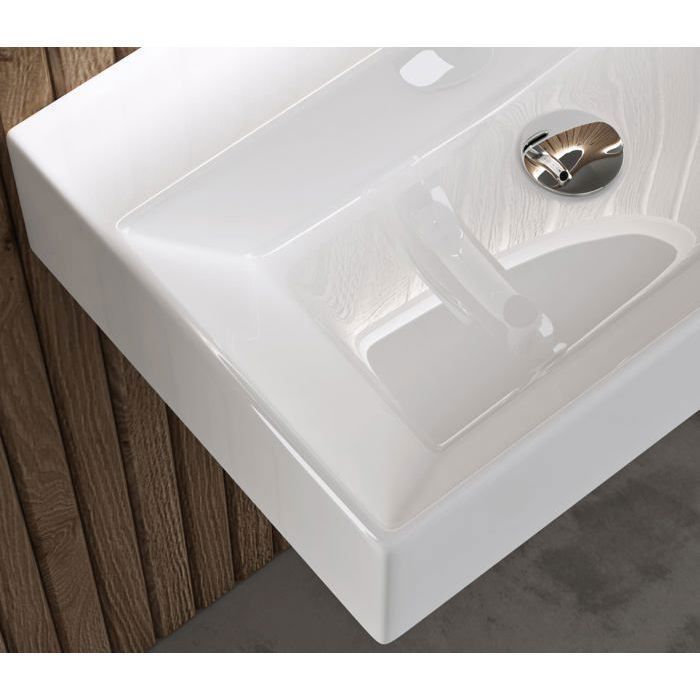 Lavabo de encimera blanco doporro, lavabo rectangular de cerámica para baño, Brüssel206, 60x36x13cm