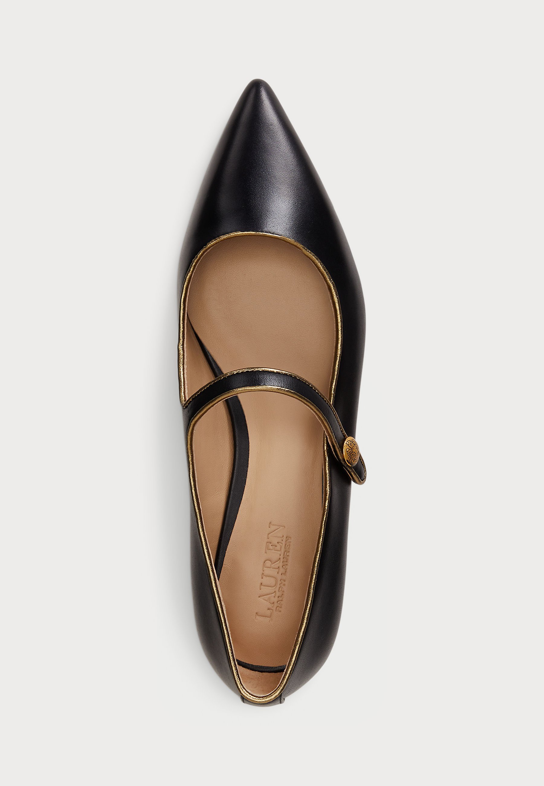 Lauren Ralph Lauren LONDYN TWO-TONE LEATHER MARY JANE - Ballerina pumps - zwart/antiek goud