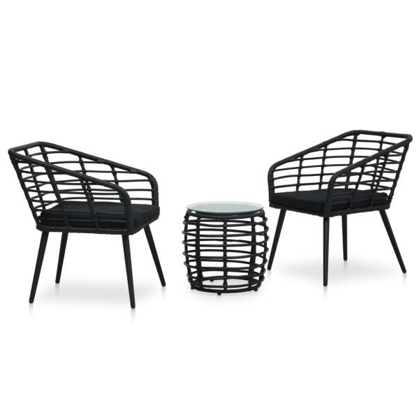 Zestaw bistro Czarny Technorattan vidaXL