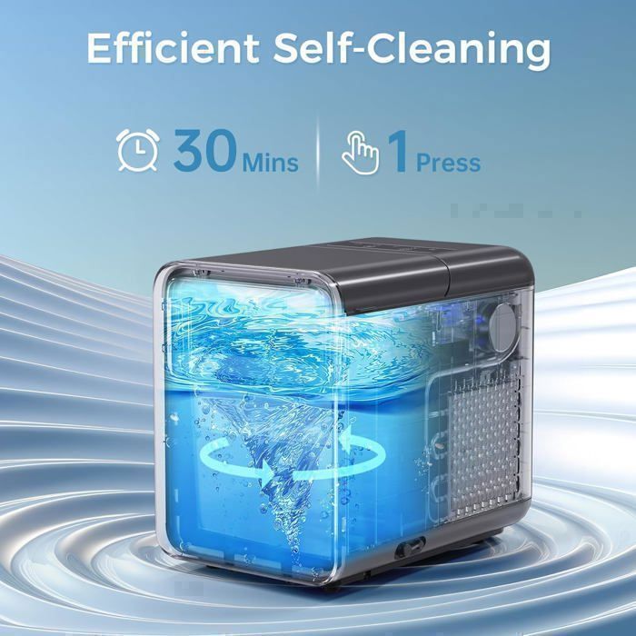 Machine à glaçons - QEXREED -1.5L - 16kg max/24h - Autonettoyante - 2 tailles - 9 cubes/6min - Avec panier et pelle