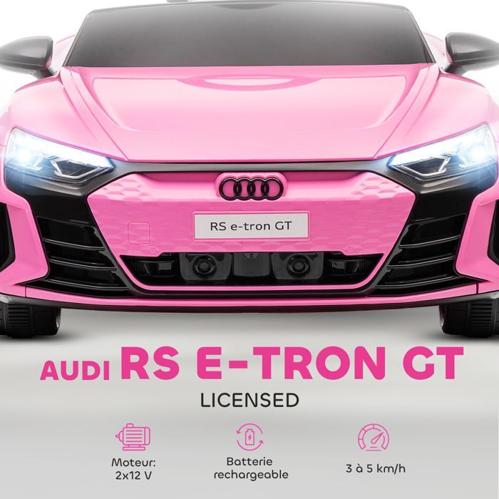 Children's Electric Ride-On Car - HOMCOM - Parental Remote Control - Sound and Light Effects - Pink Audi RS E-tron GT