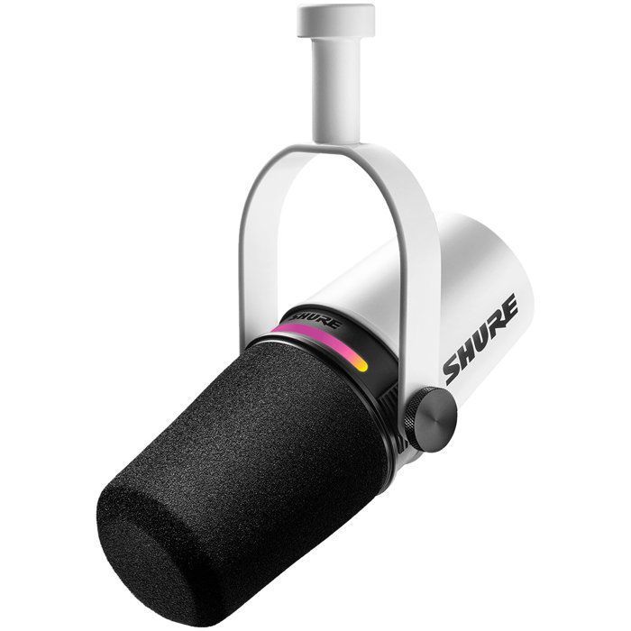 Microfono USB - SHURE - MV7+-W - Dinamico - Doppia connettività - Touchscreen LED