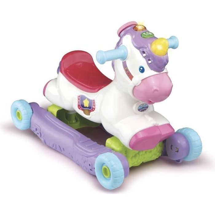 Giocattolo cavalcabile a dondolo - VTECH BABY - Cleo, il mio unicorno a dondolo 2 in 1 - Parlante e luminoso - Rosa