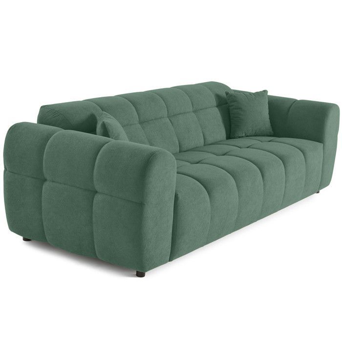 Ray – 3-Sitzer-Sofa mit gerader Sitzfläche in strukturiertem Stoff – Salbeigrün