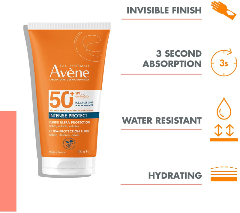 Avène Sun Intense Protect Fluido Ultra Resistente à Água FPS 50+