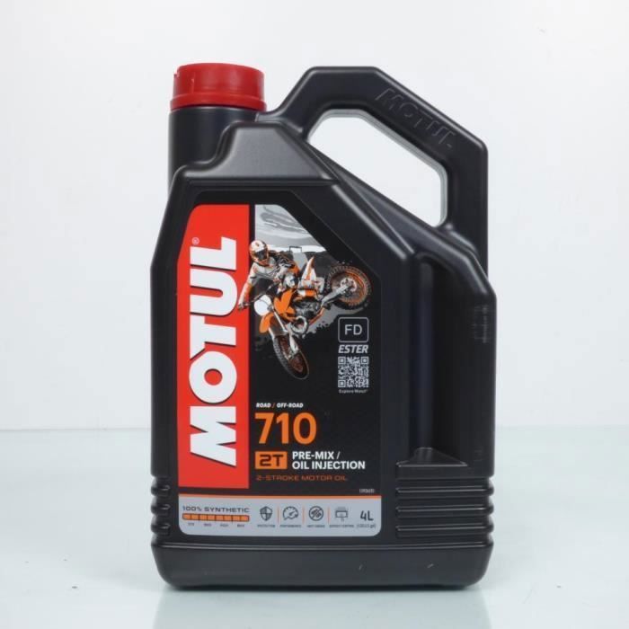 Lata de 4 litros de aceite Motul 710 para motores de 2 tiempos, para mezclar con motos de enduro, motocross y scooters de 50 cc.