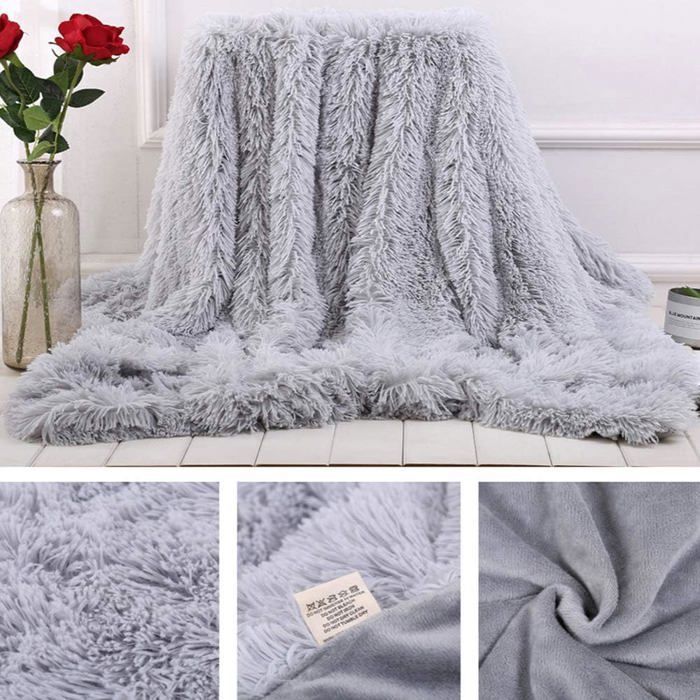 Fleece deken - KEEJAA - Bankplaid - 160x200 cm - Zacht imitatiebont - Machinewasbaar