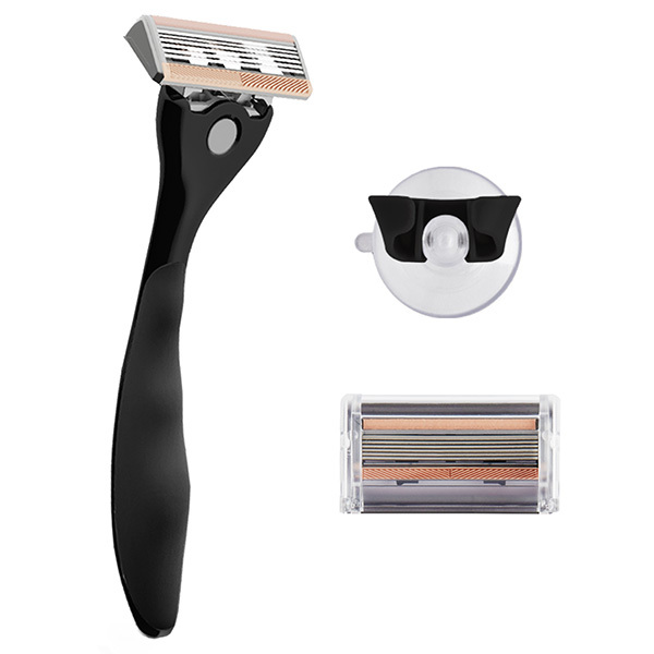 FFS Beauty Rasierer-Set – Premium-Onyx-Griff, 2 Klingen
