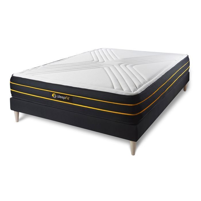 Ensemble sommier + matelas ULTRA micro ressorts ensachés et mémoire de forme 160x200 Noir