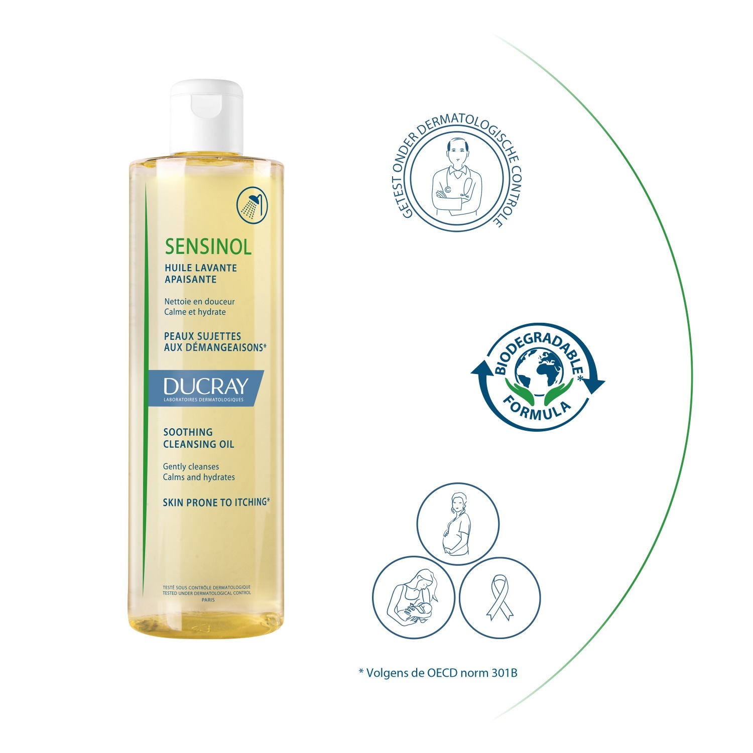 Ducray olje za prhanje SENSINOL pomirjujoče čistilno olje - 400 ml
