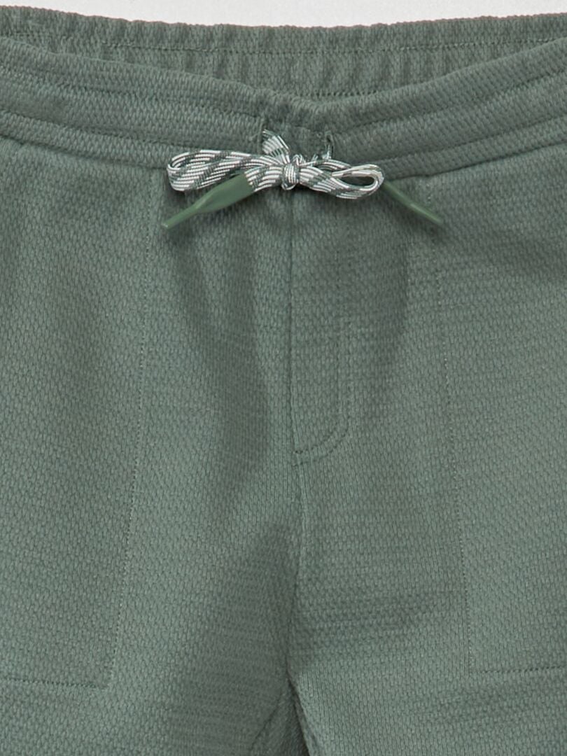 Joggingbroek van katoenpiqué - Slim fit - Grijsgroen