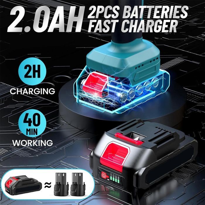 Lucidatrice per auto, lucidatrice per auto senza fili da 21 V, 6 velocità variabili, 2500-7000 giri/min, lucidatrice senza fili da 150 mm, con 2 batterie