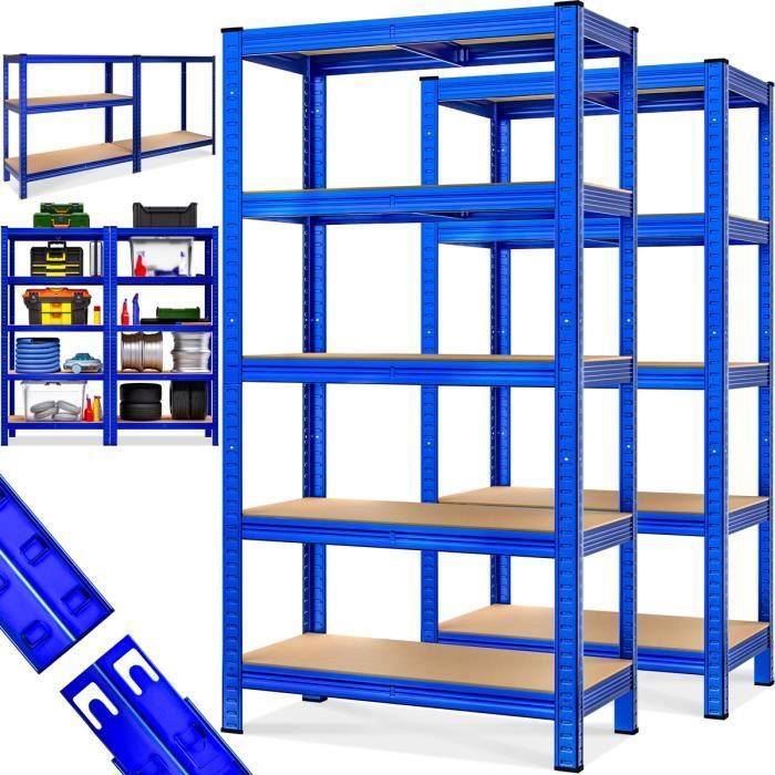 MONZANA® 2 estanterías de alta resistencia, color azul, 5 niveles, 180x90x40cm, estanterías metálicas, capacidad máxima 875kg, almacenamiento para garaje/taller.