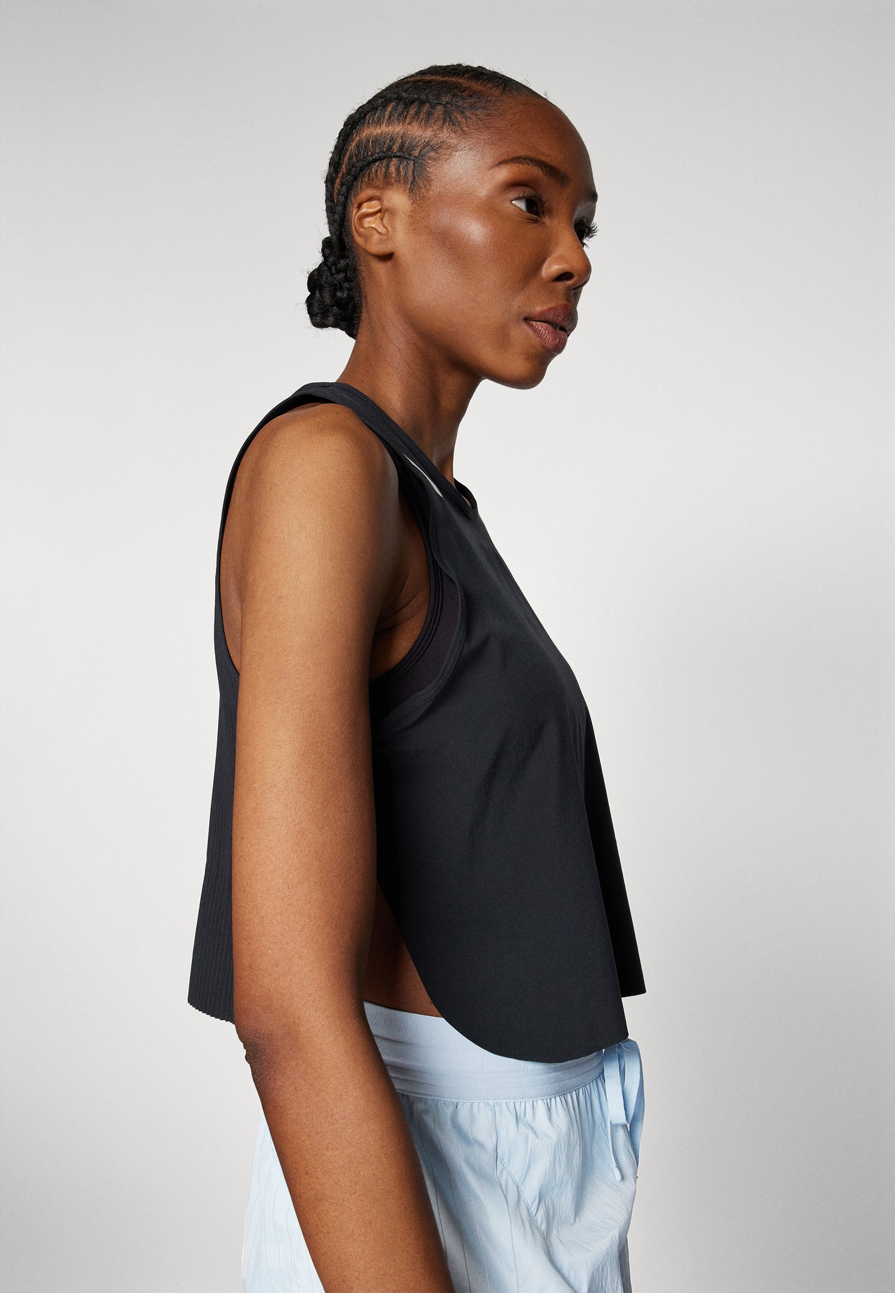 Nike Performance CROP TIELKO - Top - čierno/biely