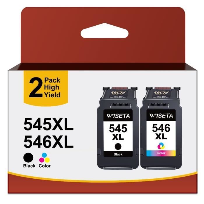 545 546 XL Remanufactured WISETA Ink Cartridges 2 Pack Compatible with CANON PG-545/CL-546XL for Pixma MX495 MX490 iP2800