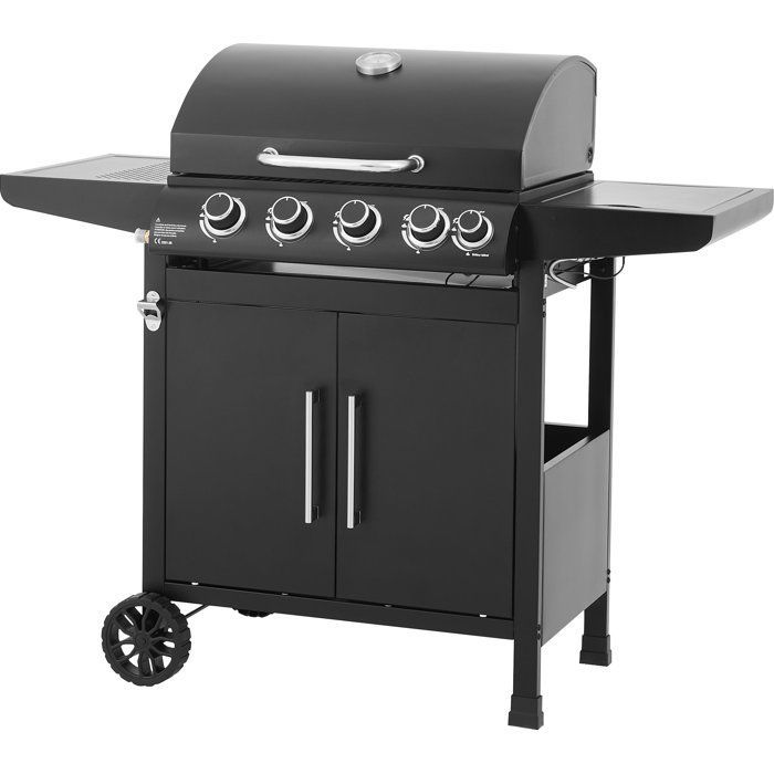 Barbecue a gas - COOKING BOX - Paarl - 4 bruciatori - Superficie di cottura principale: 60 x 42 cm - Griglia scaldavivande - Acciaio
