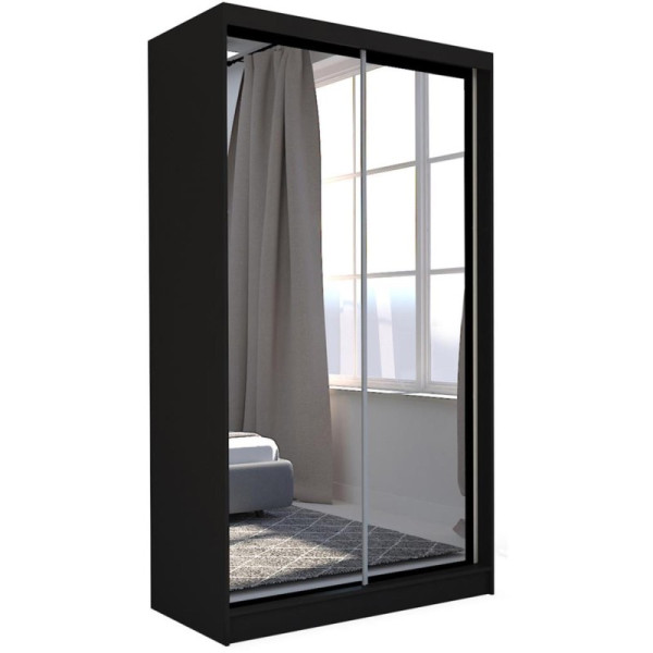 Szafa przesuwna z lustrem DEBRA 120 cm czarna