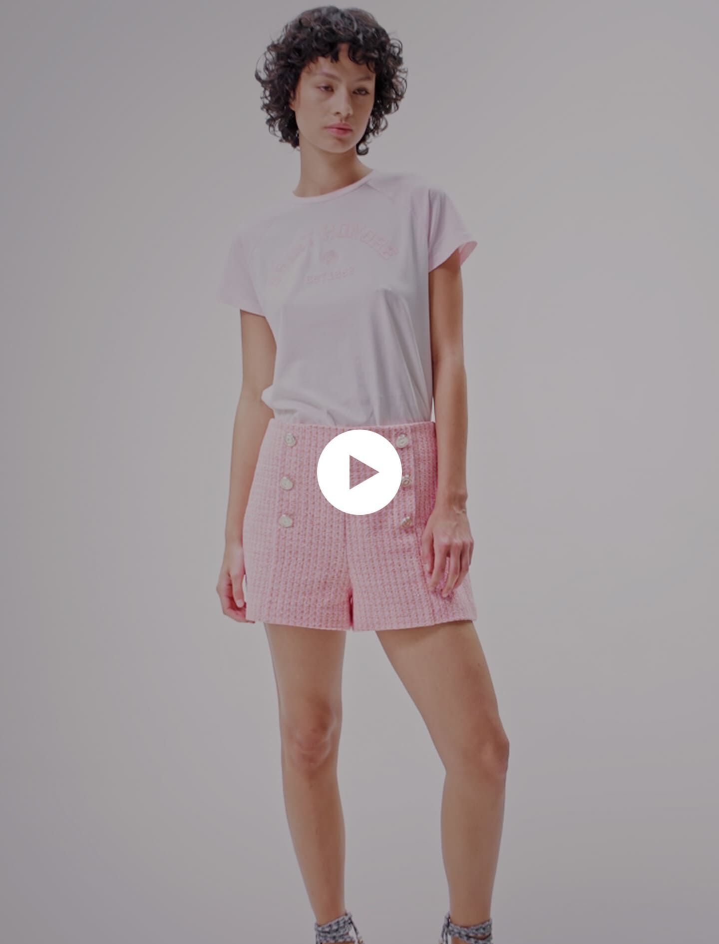 Tweed shorts - Roze/oranje