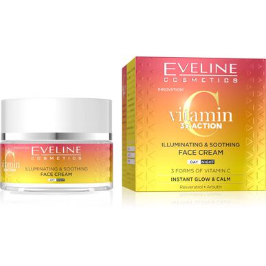 Eveline Vitamin C 3x Action -kasvovoide, elvyttävä ja rauhoittava, 50 ml