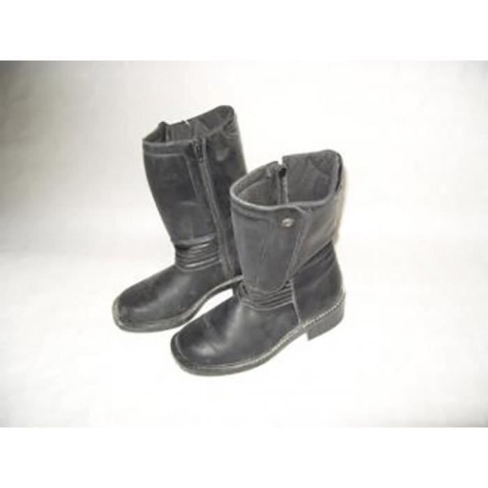 Botas de moto Soubirac para mujer, de piel negra, talla 36, estilo vintage.