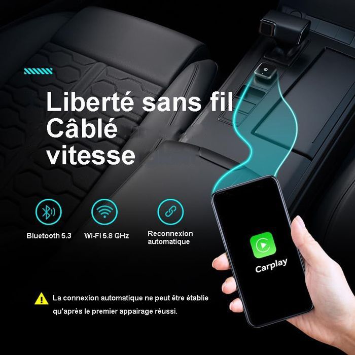 CarPlay per auto - CarPlay wireless - Mini CarPlay - Bluetooth 5.3, WiFi 6, Plug and Play - Compatibile con iPhone e Android