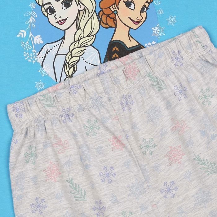 Pijama de algodón azul de manga corta para niña con estampado de Anna y Elsa de Frozen, talla 8.