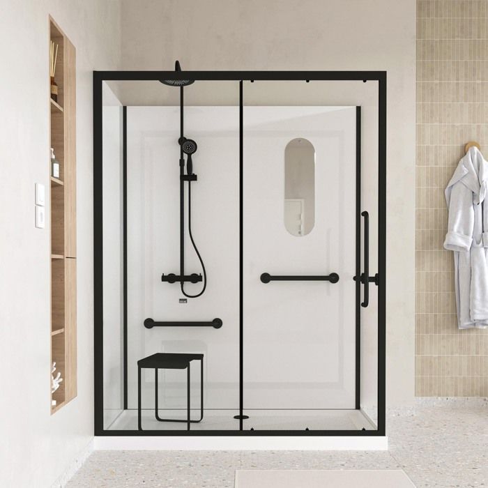 Mampara de ducha segura y accesible de 160x85x220cm - Grifo termostático
