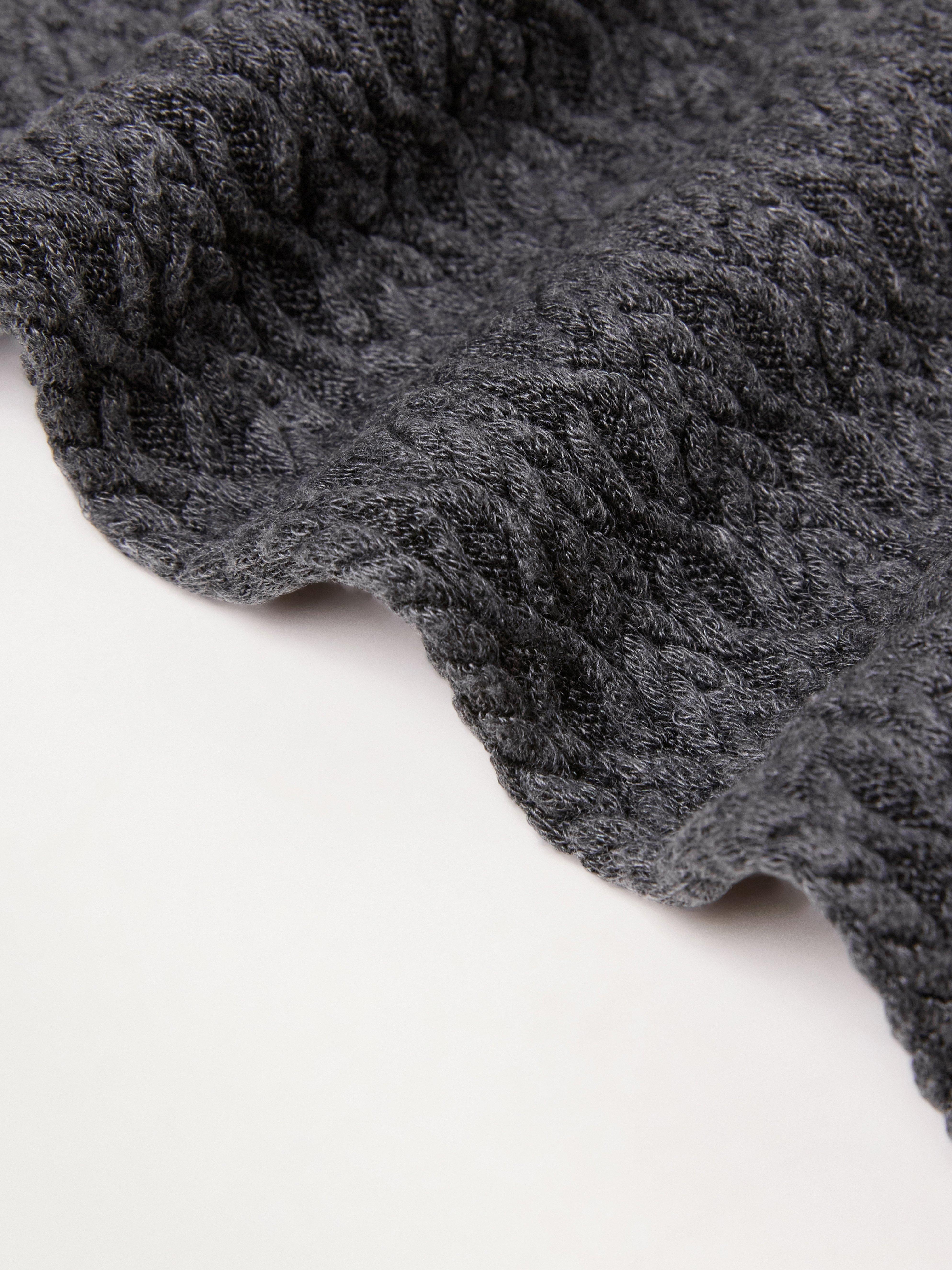 Kabelstickad strumpbyxa Grey Melange