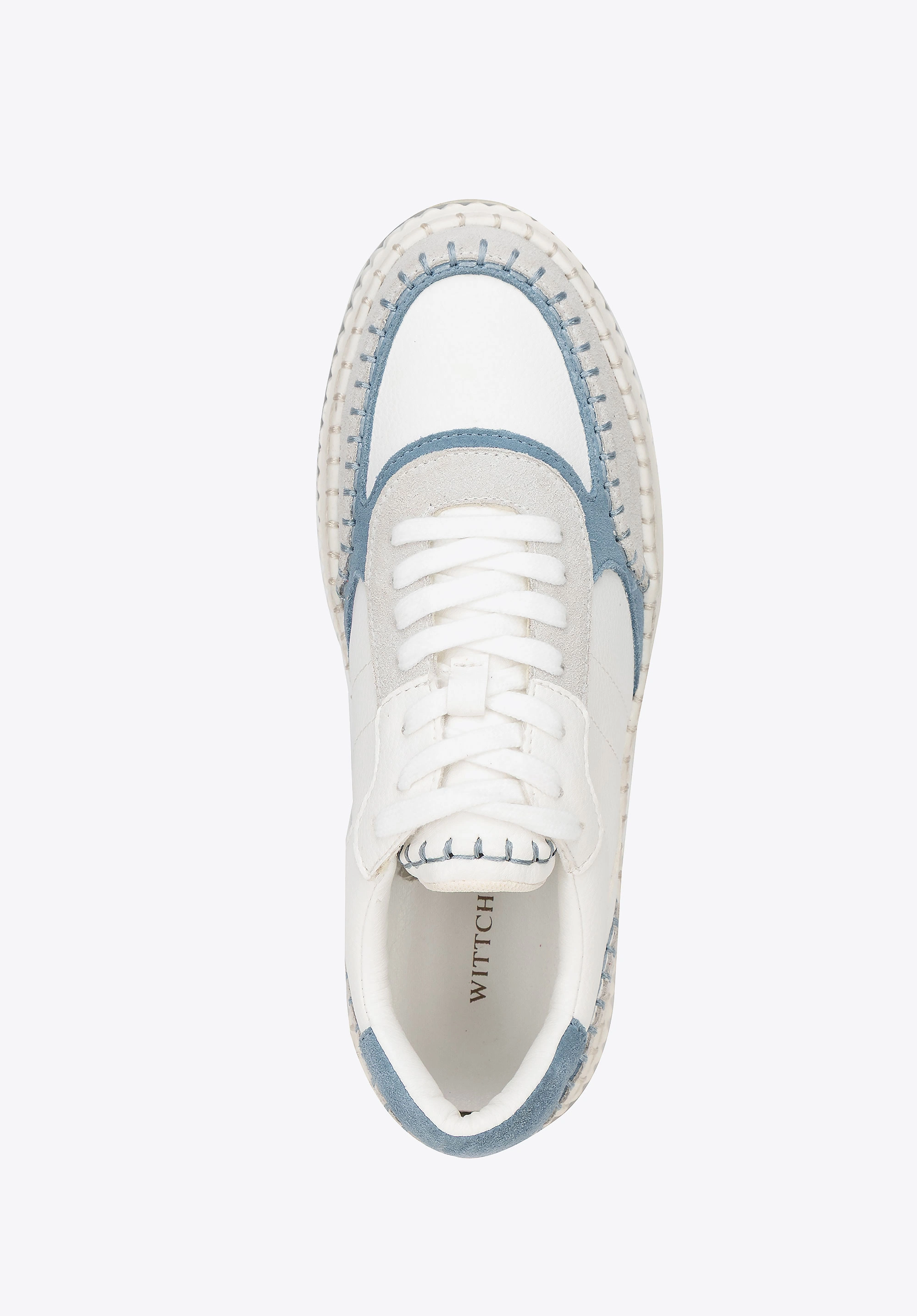 Damskie sneakersy z ekoskóry i skóry zamszowej niebieskie