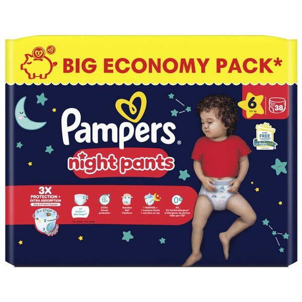 Pampers Baby-Dry Night Pant, velik paket 6 plenic, 6+ kg, 38 kosov