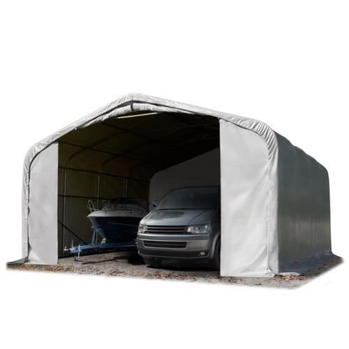 Carpa de almacenamiento para garaje - PVC 850 - 6x6 m - Puerta 4,1x2,9 m - Gris - Fácil montaje