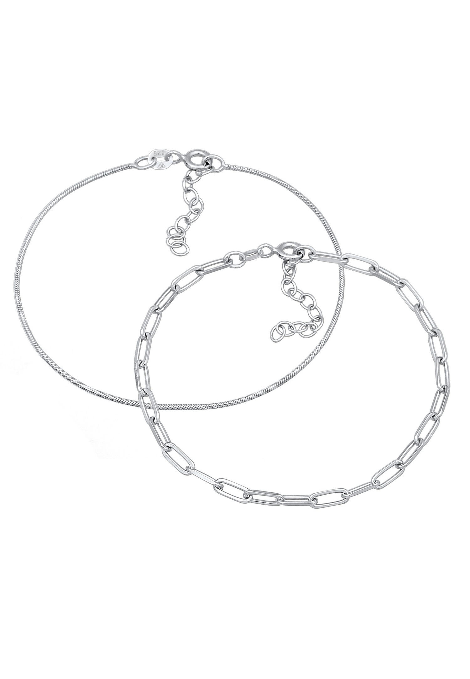 Elli PREMIUM Elli PREMIUM Bracelet Femmes maillons Basic set de 2 en argent sterling 925