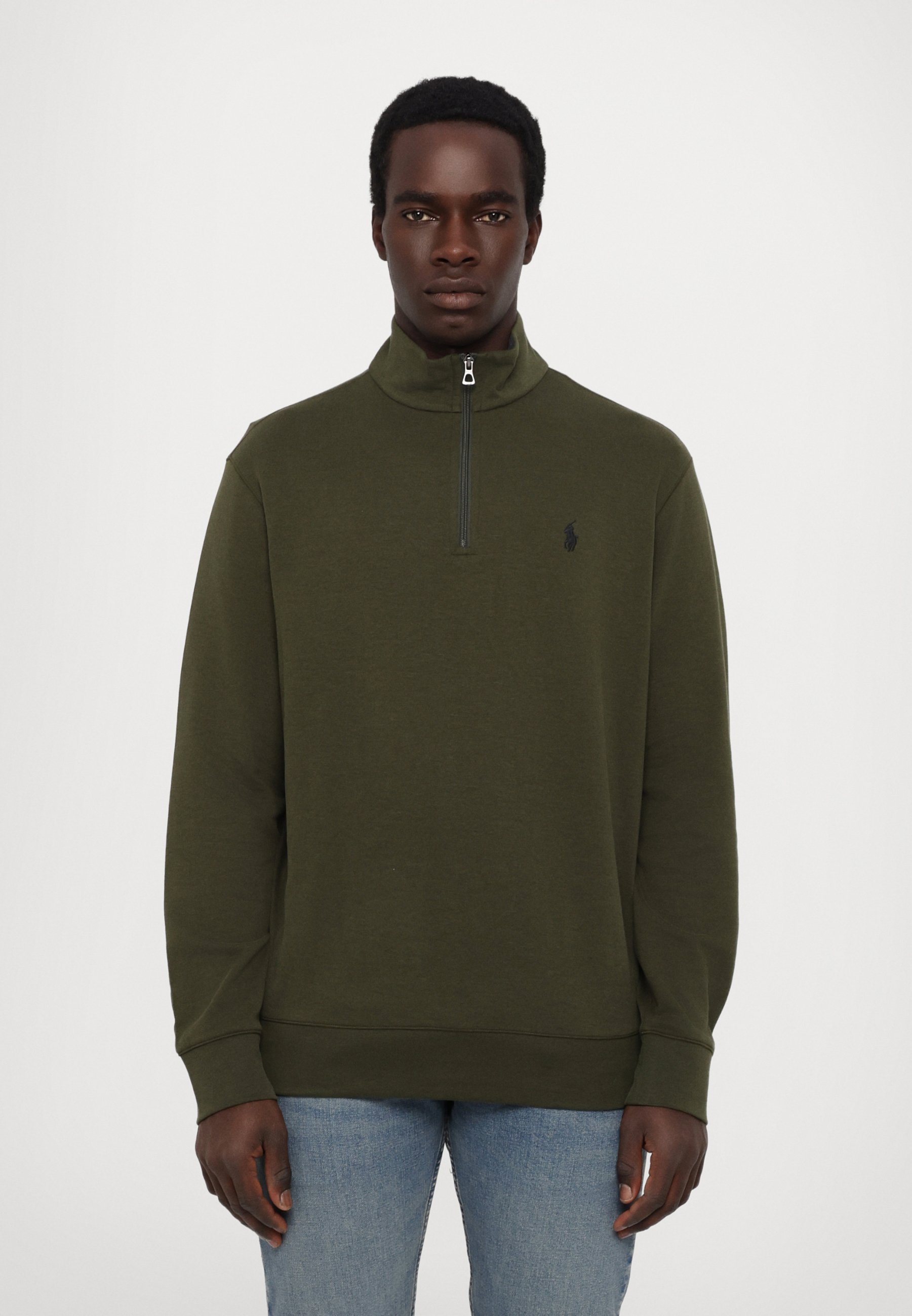 Polo Ralph Lauren LUXURY JERSEY QUARTER ZIP PULLOVER - Sweatshirt - armadillo