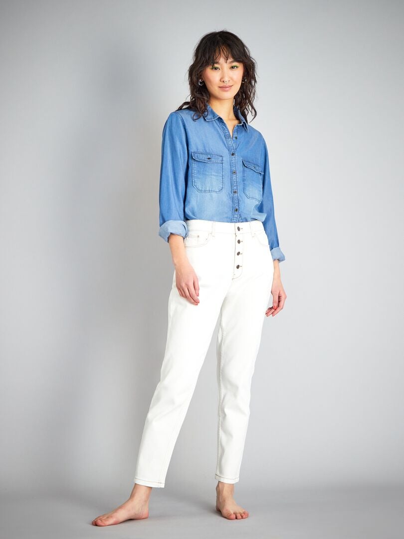 Zeer hooggetailleerde mom jeans - L28 - WIT