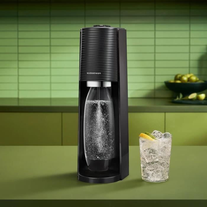 Máquina de água com gás e refrigerante SODASTREAM - TERRA Preta - 1 garrafa própria para lava-louças - 1 refil de gás de 60L