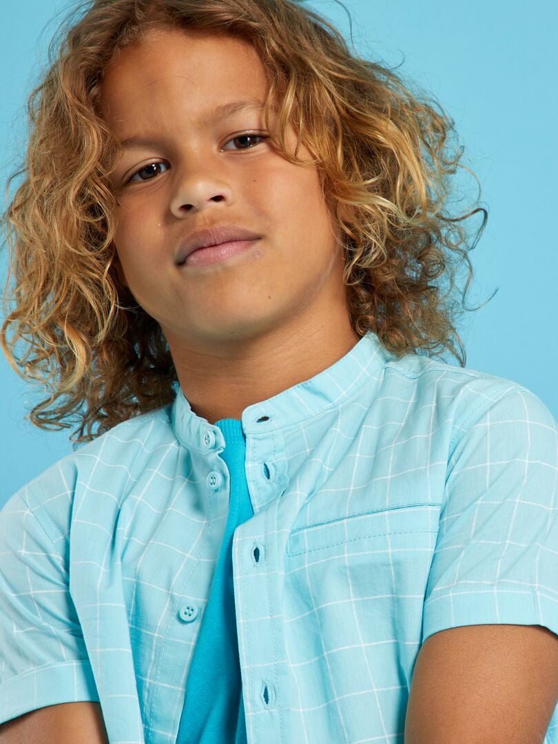 Camisa de manga corta con estampado - AZUL